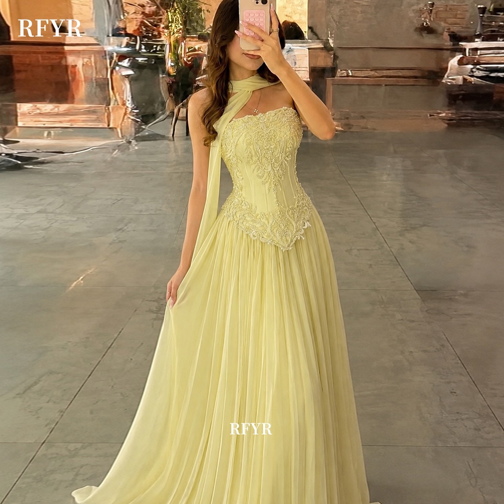 RFYR Yellow Prom Dress with La - огляд і ціна Embroidery Yellow Dress